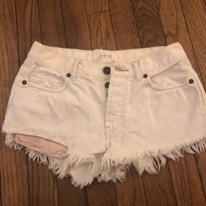 Free people white cutoff denim shorts